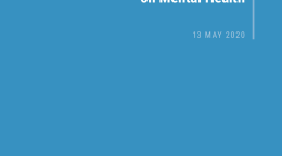 Cover shows the title "Policy Brief: The Impact of COVID-19 on Mental Health" against a solid blue background with the UN emblem on the lower left side.