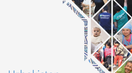 Several blocks with images of families, public speakers, babies, and children.