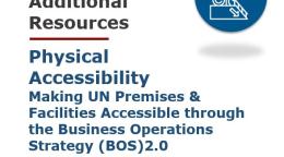 The image shows the title of the Additional Resources document, an icon in a blue circle with a person with disability under a roof, the UNSDG logo, and the UNDIS logo,