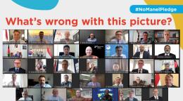 此图是会议截图，标志下方有许多来自不同的组织的与会者。