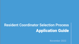 Publication cover in UN blue with the title "Resident Coordinator Selection process: application guide"