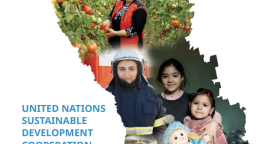 This document contains the Government and UN logo to the top of the page. It includes a map of the country and images of different groups included. 