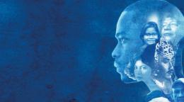 A blue coloured graphic with silhouettes of people in white print- men, women, children and more of varying ethnicities.