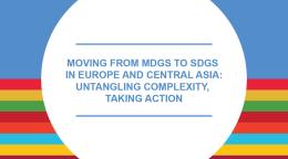 Portada del documento con el título en inglés y los colores de los ODS en franjas horizontales.