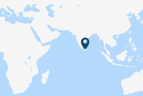 A map where Sri Lanka is marked by a pin