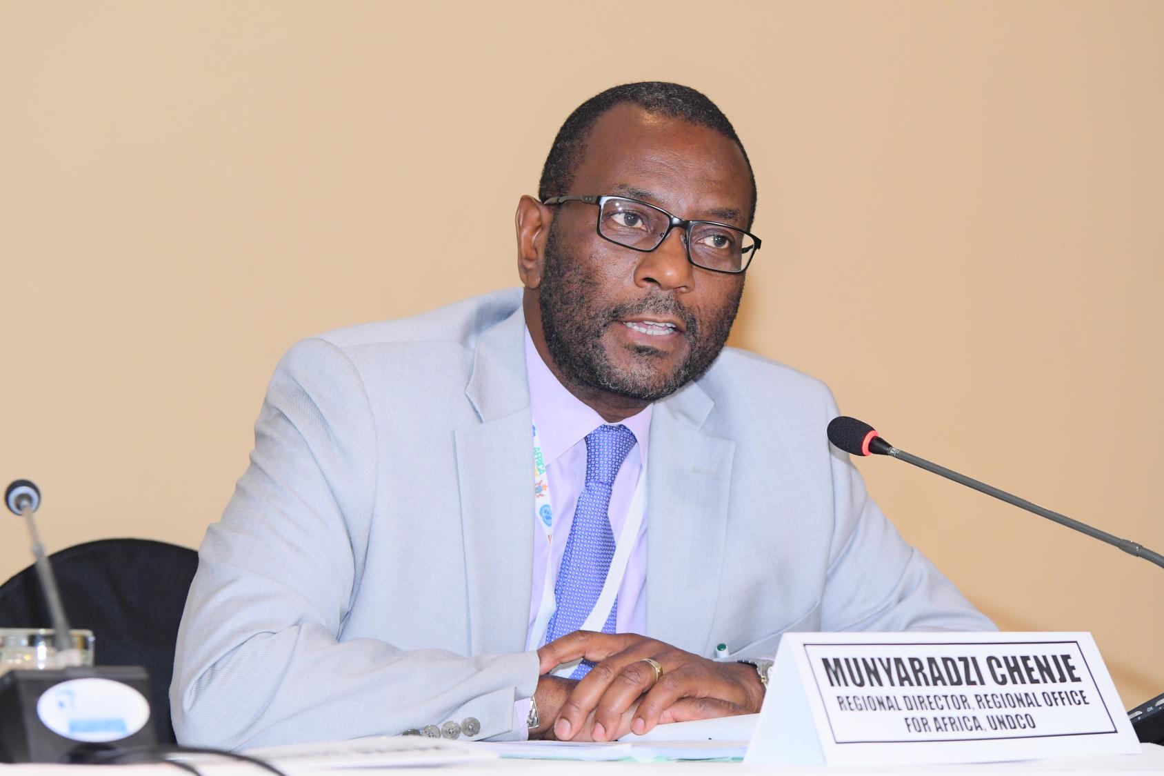 Chenje先生在会议上发言。