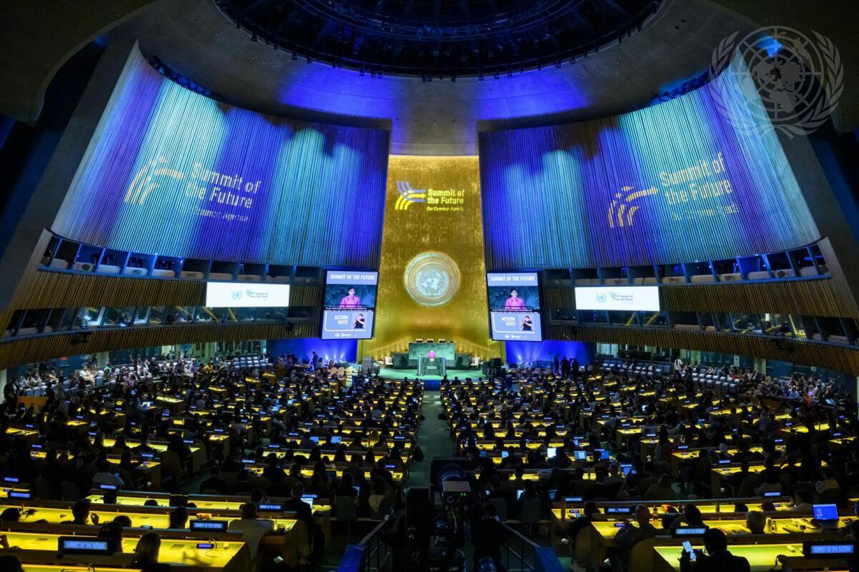 A panoramic view of the UN General Assembly at the Summit of the Future
