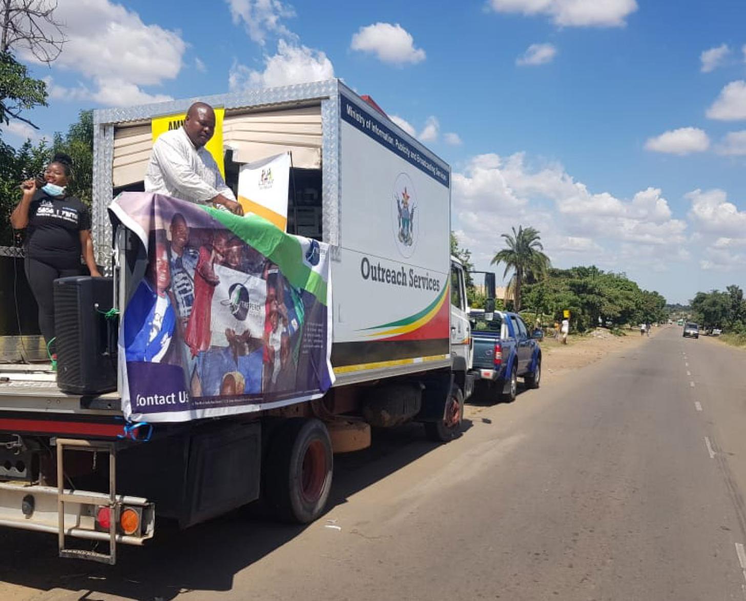 The UN supported a government outreach effort to townships and rural areas that are less likely to receive news reports