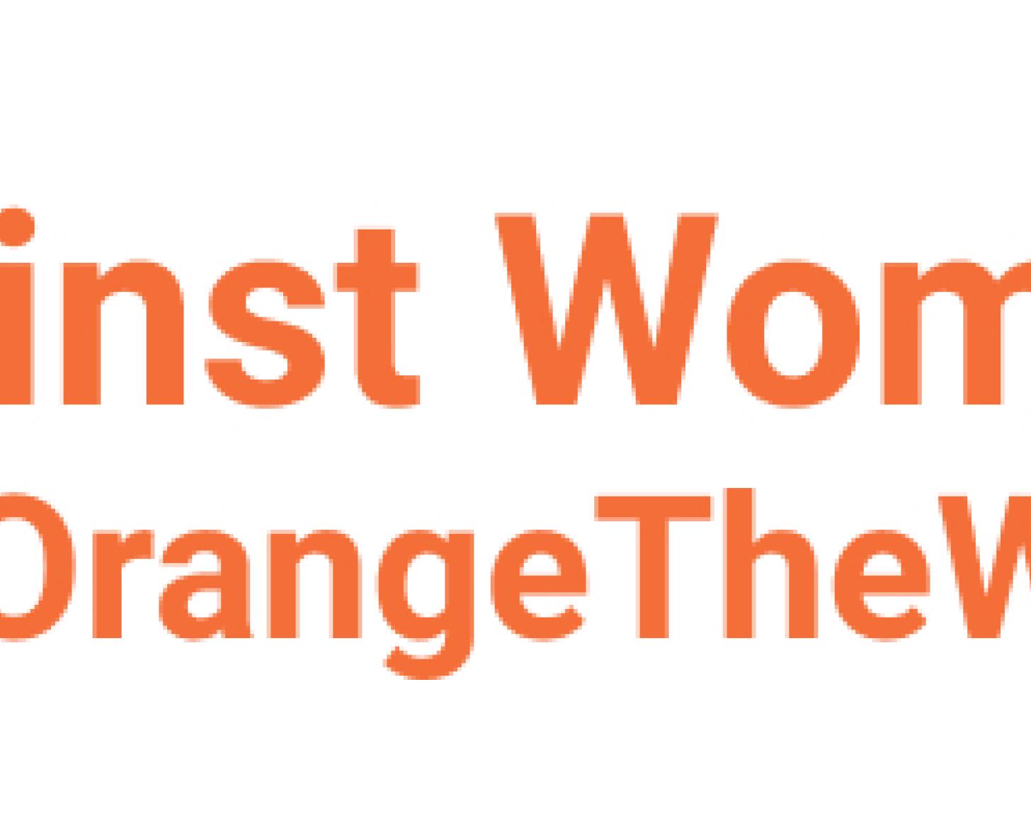 Orange the World logo, which is a splatter of orange paint with the words "Orange the World" written in the splatter, is presented by text in orange.