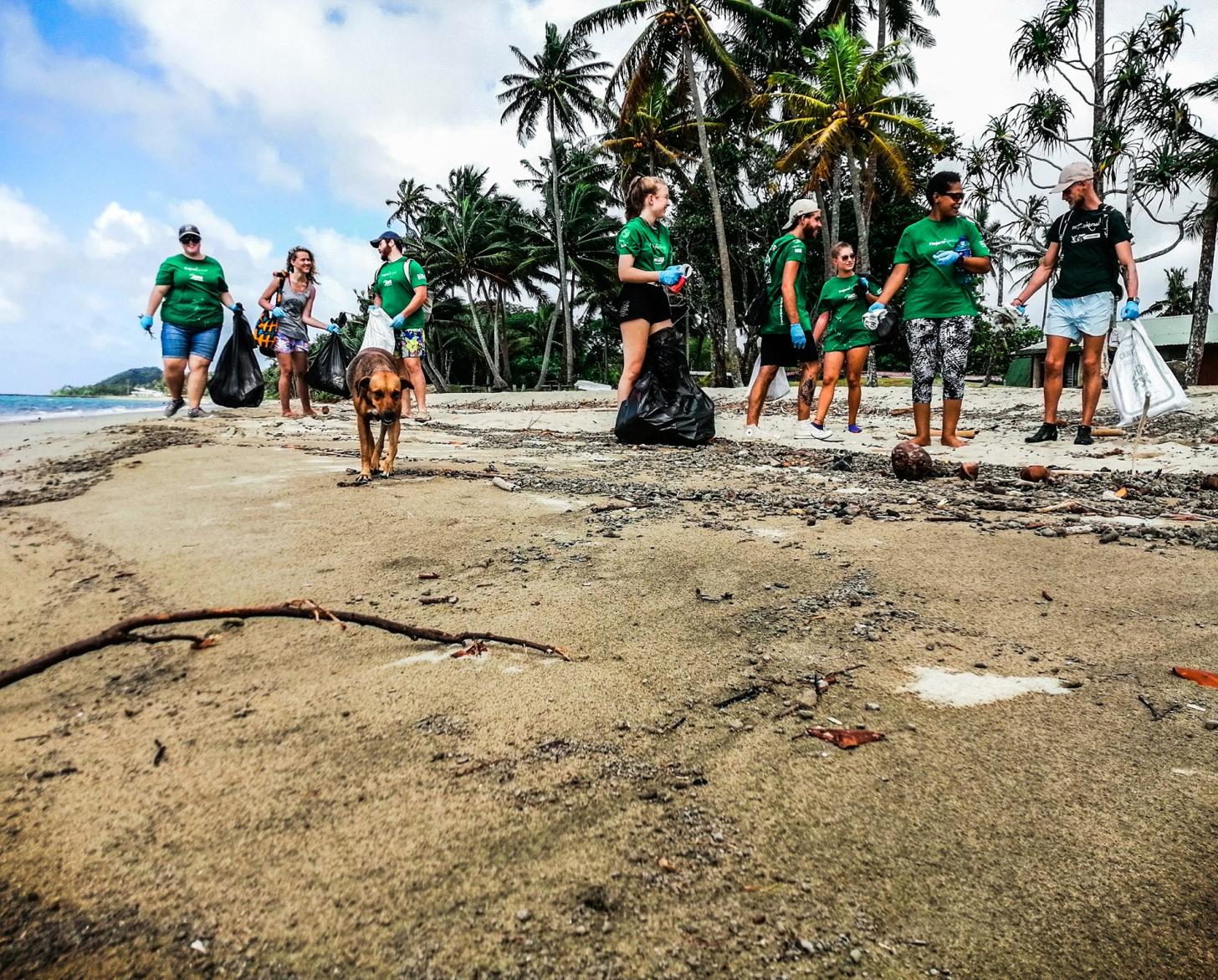 Youth participating in beach clean-up 