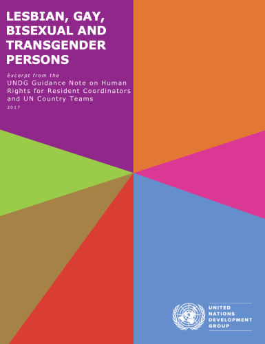 Cover of publication shows colourful diagonal shapes with the title on the top left.
