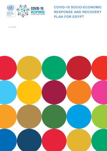 Cover shows the title "COVID-19 Socio-Economic Response and Recovery Plan for Egypt ", over  colourful dots