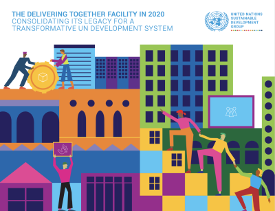 Una portada de dibujos animados de personas trabajando juntas con el logotipo del GNUDS en la esquina superior derecha y el título del documento en la esquina superior izquierda.