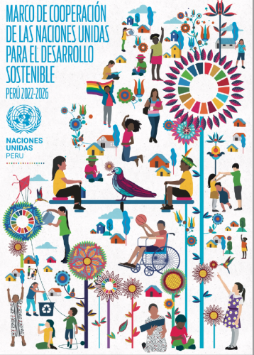 Se trata de un documento con fondo blanco e imágenes multicolores a lo largo de la página.  El texto aparece en azul.