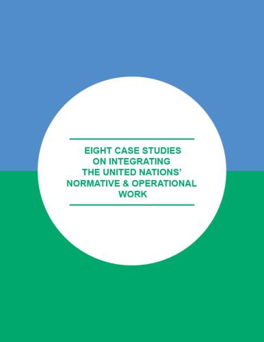 Portada del documento con un fondo azul y verde, y el título en inglés dentro de un círculo blanco.