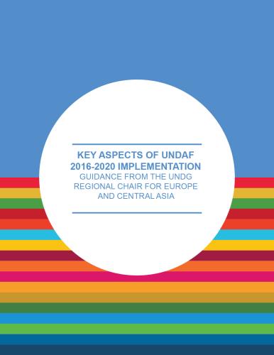 Portada del documento con un fondo azul y un bloque de tiras con los colores de los ODS, con el título del documento dentro de un círculo blanco.