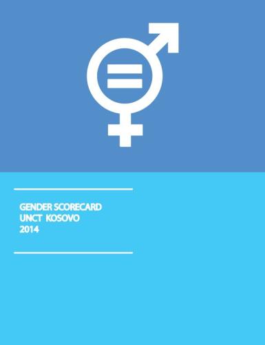 Portada del documento con un fondo en dos tonos de azul y el símbolo de igualdad de género en blanco.