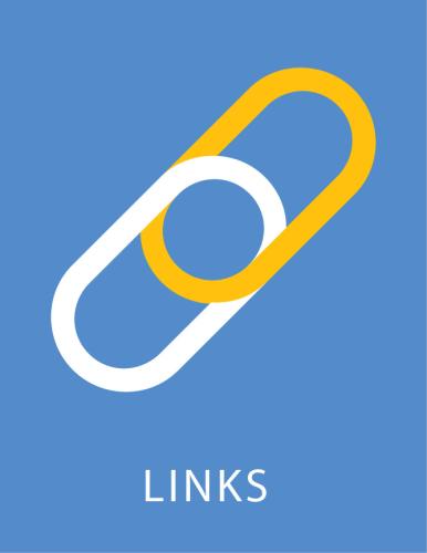 Portada del documento con fondo azul y un ícono de enlace en blanco y amarillo.