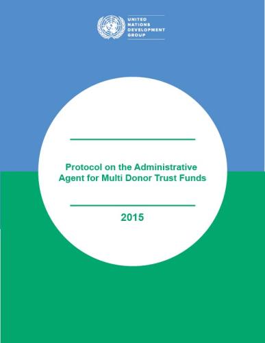 Portada del documento con un fondo azul y verde, y el título en inglés dentro de un círculo blanco.