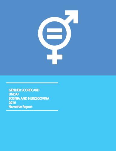 Portada del documento con el símbolo de la igualdad de género sobre un fondo mitad azul oscuro y mitad azul cielo.