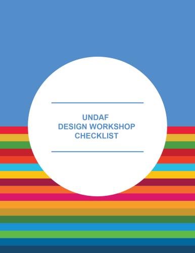 Portada del documento con un fondo azul, cruzado desde el medio hasta la parte inferior por tiras de colores de los ODS, y en el centro un círculo blanco con el título del documento.