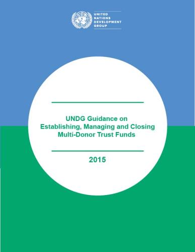 Portada del documento con un fondo azul y verde, y el título en inglés dentro de un círculo blanco.