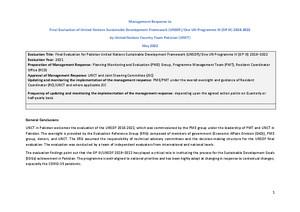 Réponse de la direction concernant l'évaluation du PNUAD/Plan-cadre de coopération