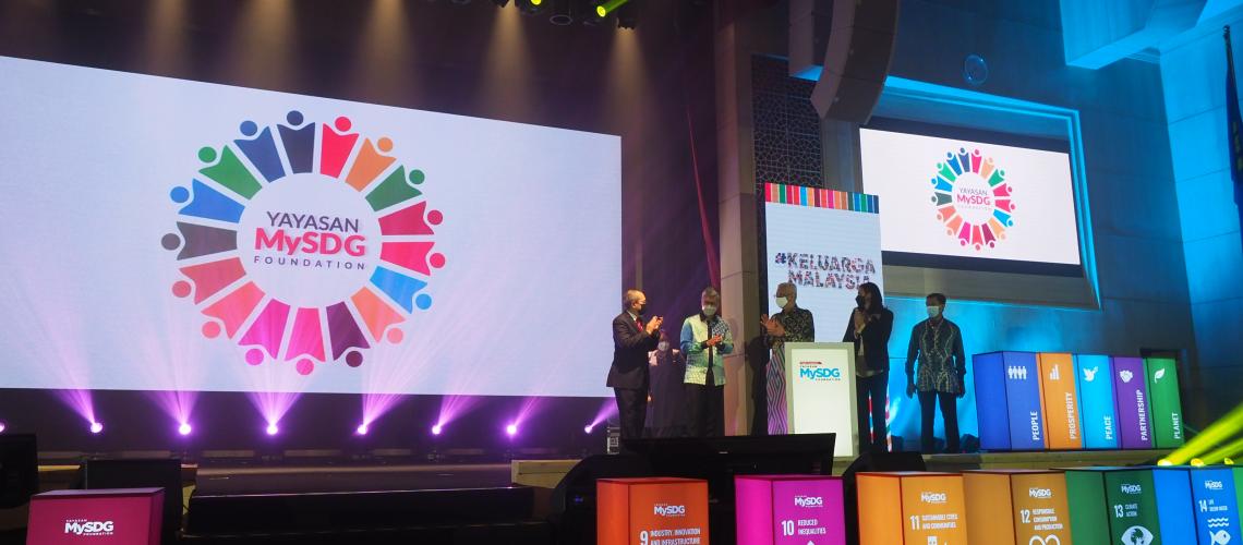 The stage at the Sustainable Development Goals Summit in Malaysia. 